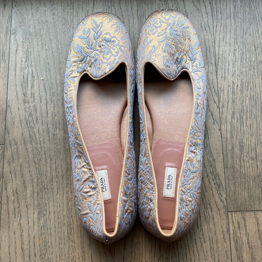 PRADA Silk Brocade Ballet Flats - Size 37.5